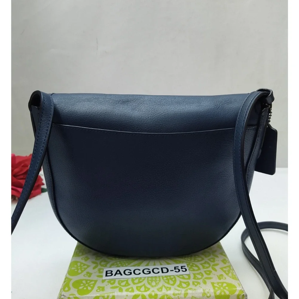 Coach Blue Leather Flap Closure Crossbody Bag